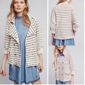 Anthropologie Dolan Left Coast Nautical Stripe Snap Button Knit Jacket